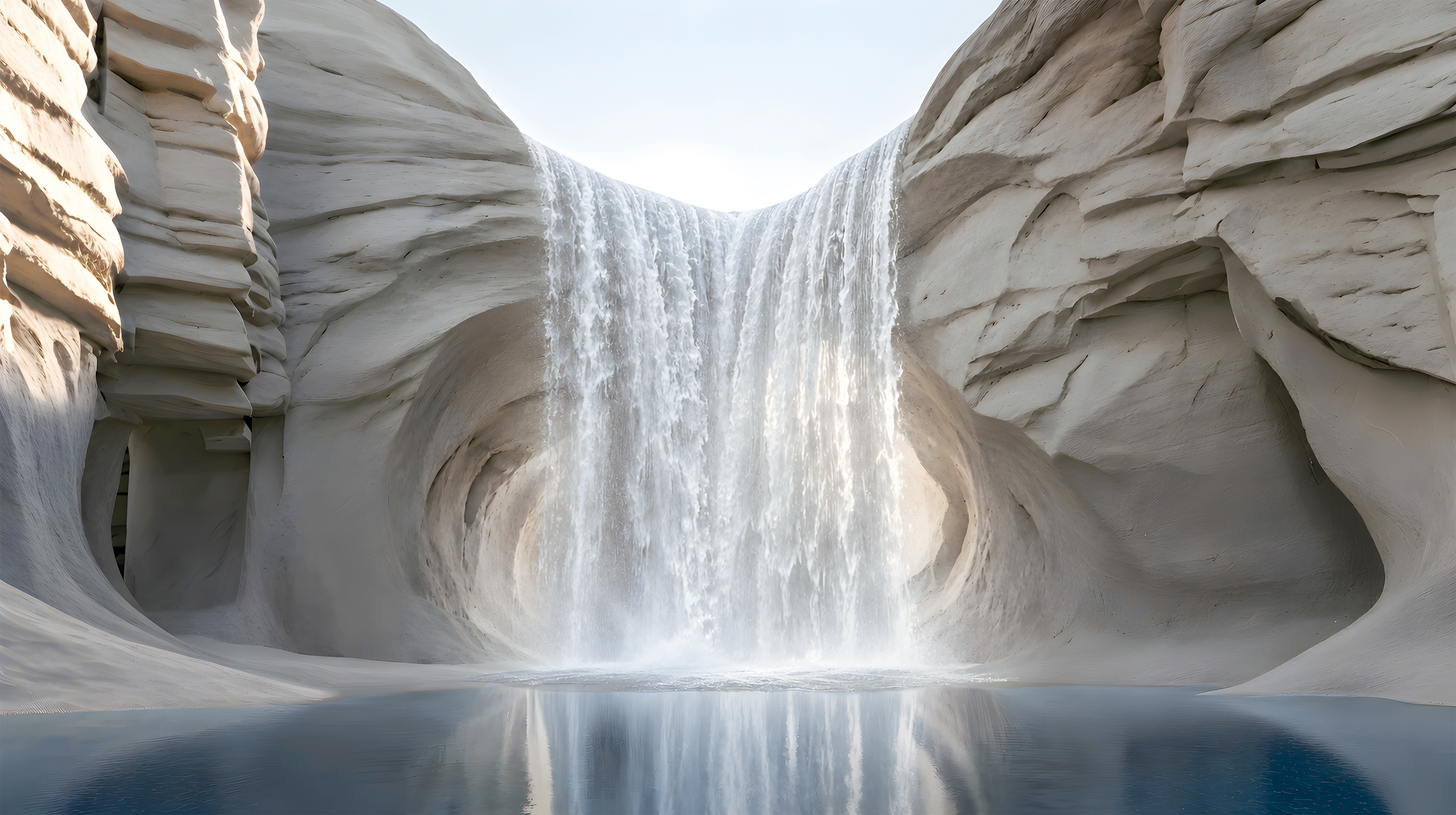 Die Stoffmacher KI-generierter Wasserfall, Ausgangsbild